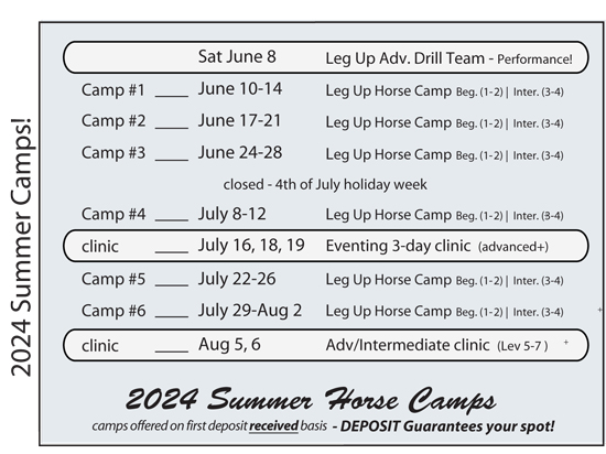 2024 Summer Camp Dates - Charlotte Horse Camps